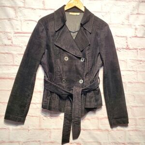 Michael‎ Michael Kors Jacket Womens Large Gray Belted Double Breasted Corduroy